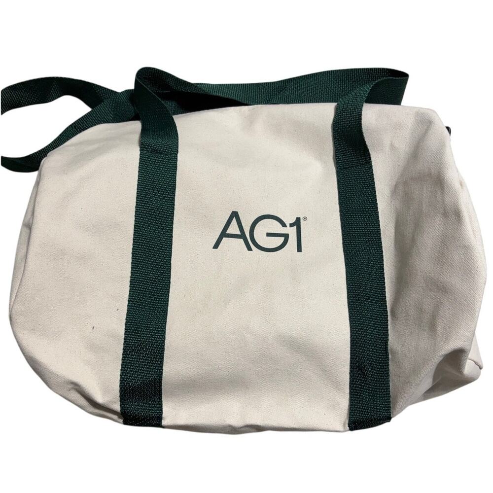AG1 Athletic Greens Duffle Bag Cream Canvas